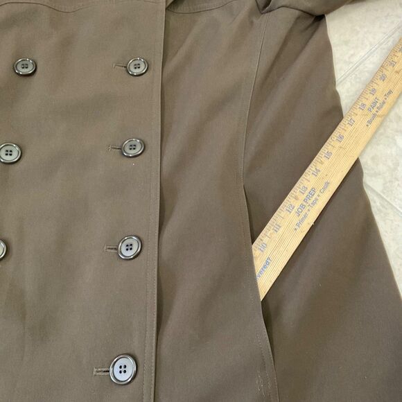 Vintage Jacqueline Ferrar 90s mid length Green Trench Coat women's L - Picture 8 of 13